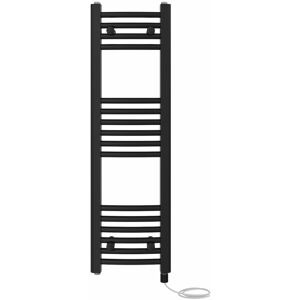 NRG - Bathroom Curved Prefilled Electric Heated Towel Rail Ladder Warmer Radiator 1000x300mm Black