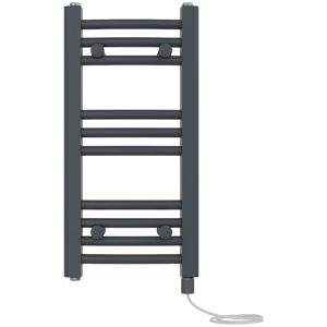 NRG - Bathroom Curved Prefilled Electric Heated Towel Rail Ladder Warmer Radiator 600x300mm Anthracite