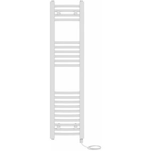 NRG - Bathroom Curved Prefilled Electric Heated Towel Rail Ladder Warmer Radiator 1200x300mm White