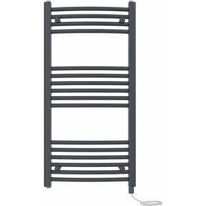 NRG - Bathroom Curved Prefilled Electric Heated Towel Rail Ladder Warmer Radiator 1000x500mm Anthracite