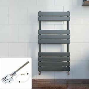 Duratherm - Anthracite Flat Panel Thermostatic Heated Towel Rail Electric Dual Fuel 950 x 500mm