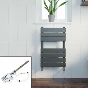 Duratherm - Anthracite Flat Panel Thermostatic Heated Towel Rail Electric Dual Fuel 650 x 400mm