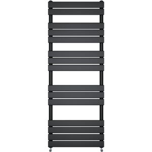 NRG - Bathroom Flat Panel Heated Towel Rail Radiator Central Heating Vertical 1600x600mm Black