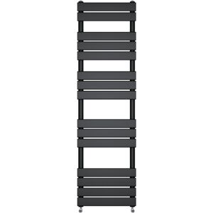NRG - Bathroom Flat Panel Heated Towel Rail Radiator Central Heating Vertical 1600x450mm Black