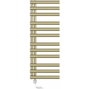 NRG - Bathroom Oval Column Prefilled Thermostatic Electric Heated Towel Rail Radiator 1200x450mm Brushed Brass