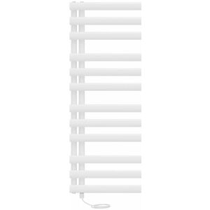 NRG - Bathroom Prefilled Electric Heated Towel Rail Oval Column Designer Radiator 1200x450mm White