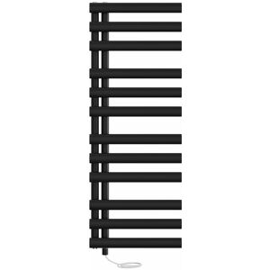 NRG - Bathroom Prefilled Electric Heated Towel Rail Oval Column Designer Radiator 1200x450mm Black