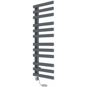 NRG - Bathroom Prefilled Electric Oval Column Thermostatic Heated Towel Rail Radiator 1200x450mm Sand Grey