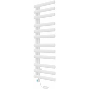 NRG - Bathroom Prefilled Electric Oval Column Thermostatic Heated Towel Rail Radiator 1200x450mm White with Smart WiFi