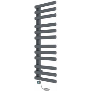 NRG - Bathroom Prefilled Electric Oval Column Thermostatic Heated Towel Rail Radiator 1200x450mm Sand Grey with Smart WiFi