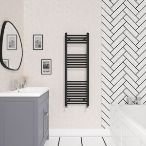 NRG - Bathroom Straight Heated Towel Rail Radiator Ladder Warmer Heating Black 1200x400mm