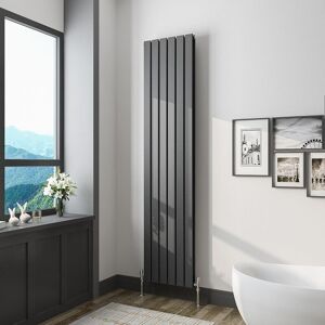BIUBIUBATH 1800x408mm Vertical Tall Upright Central Radiators Double Anthracite Flat Panel Radiator