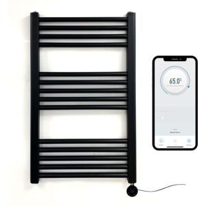 Manissa - Black Electric Smart WiFi Controlled Heated Towel Rail 500mm w x 800mm h Straight 7 Day Programmable Timer App Compatibility