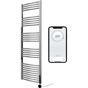 MANISSA Chrome Electric Smart WiFi Controlled Heated Towel Rail 500mm W x 1600mm H Curved 7 Day Programmable Timer App Compatibility
