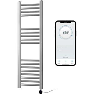 Manissa - Chrome Electric Smart WiFi Controlled Heated Towel Rail 300mm w x 1000mm h Straight 7 Day Programmable Timer App Compatibility