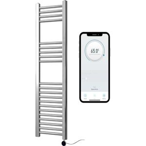 Manissa - Chrome Electric Smart WiFi Controlled Heated Towel Rail 300mm w x 1200mm h Straight 7 Day Programmable Timer App Compatibility