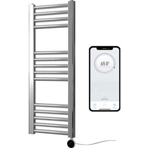 Manissa - Chrome Electric Smart WiFi Controlled Heated Towel Rail 400mm w x 600mm h Flat 7 Day Programmable Timer App Compatibility