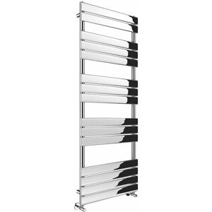 NRG - Designer Flat Panel Chrome Heated Bathroom Towel Rail Radiator with Angled Chrome Valves 1600x600mm