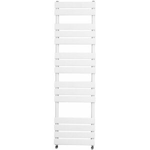 NRG - Designer Flat Panel Heated Bathroom Towel Rail Radiator White with Angled Chrome Valves 1600x450mm