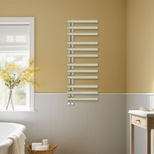 NRG - Designer Oval Column Heated Towel Rail Bathroom Ladder Radiator Vertical Rads 1200x450mm Brushed Brass