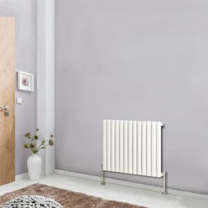 NRG - Designer Radiator White Oval Column Central Heating Rads Horizontal 600x767mm Single