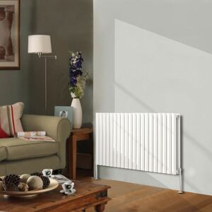NRG - Designer Radiator White Oval Column Central Heating Rads Horizontal 600x1180mm Double