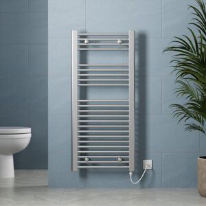 Duratherm - Galiflo Chrome Heated Towel Rail Radiator Flat Straight Electric Bathroom Heating 1100 x 500mm