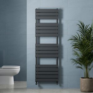 Duratherm - Galiflo Anthracite Flat Panel Heated Towel Rail Bathroom Radiator 1600 x 500mm