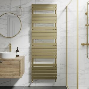 Duratherm - Brushed Brass Flat Panel Heated Towel Rail Bathroom Radiator 1800 x 600mm