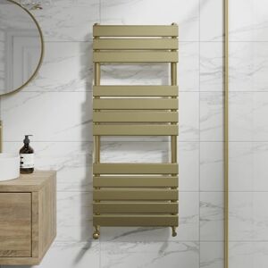 Duratherm - Brushed Brass Flat Panel Heated Towel Rail Bathroom Radiator 1200 x 500mm
