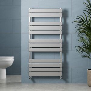 Duratherm - Chrome Flat Panel Heated Towel Rail Bathroom Radiator 1200 x 600mm