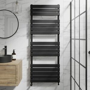 Duratherm - Black Flat Panel Heated Towel Rail Bathroom Radiator 1600 x 600mm
