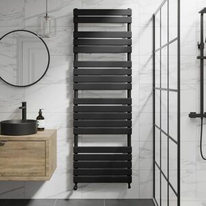 Duratherm - Black Flat Panel Heated Towel Rail Bathroom Radiator 1800 x 600mm