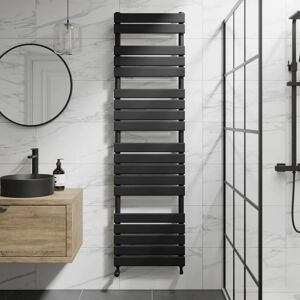 Duratherm - Black Flat Panel Heated Towel Rail Bathroom Radiator 1800 x 500mm