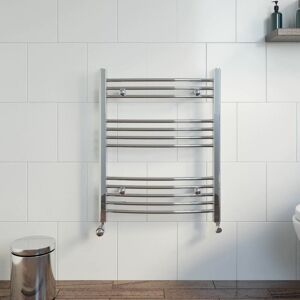 Duratherm - Chrome Curved Heated Towel Rail Bathroom Radiator Ladder Designer 750 x 600mm