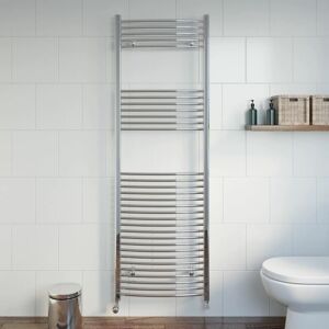 Duratherm - Chrome Curved Heated Towel Rail Bathroom Radiator Ladder Designer 1800 x 600mm