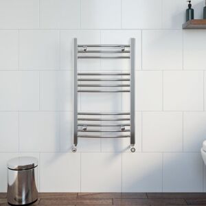 Duratherm - Chrome Curved Heated Towel Rail Bathroom Radiator Ladder Designer 750 x 450mm