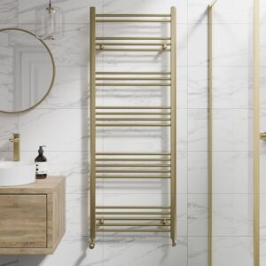 Duratherm - Brushed Brass Flat Straight Heated Towel Rail Bathroom Radiator Designer 1600 x 600mm
