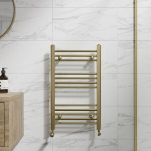 Duratherm - Brushed Brass Flat Straight Heated Towel Rail Bathroom Radiator Designer 750 x 450mm