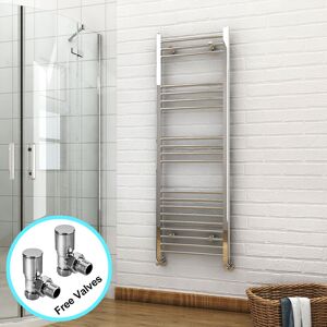 Elegant - 1500 x 500mm Chrome Heated Towel Rail Designer Bathroom Radiator + Angled Radiator Valves