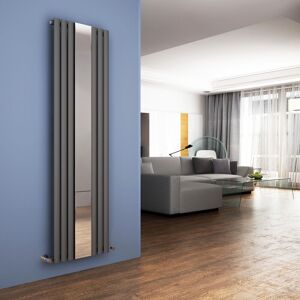 Elegant - 1800 x 500mm Anthracite Designer Radiator Vertical Oval Column Panel Single Panel Rad Panel with mirror