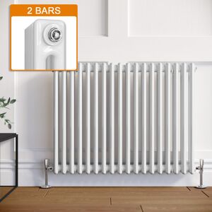 Elegant - 600 x 812mm White Traditional Radiator Horizontal Cast Iron Style Double Column Rad