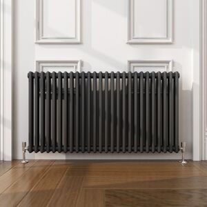 Elegant - 600 x 1190mm Anthracite Traditional Radiator Horizontal Cast Iron Style Double Column Rad