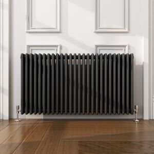 Elegant - 600 x 1190mm Anthracite Traditional Radiator Horizontal Cast Iron Style Triple Column Rad