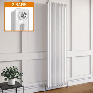 Elegant - 1800 x 560mm White Traditional Radiator Vertical Cast Iron Style Double Column Rad