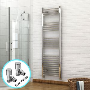 Elegant - 1800 x 500mm Chrome Heated Towel Rail Designer Bathroom Radiator + Angled Radiator Valves