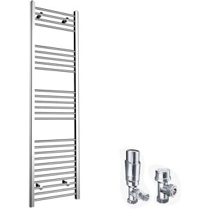 Elegant - 1800 x 500mm Chrome Heated Towel Rail Designer Bathroom Radiator + Chrome Thermostatic Radiator Valves