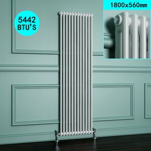 ELEGANT 1800 x 550 mm Traditional Radiator Cast Iron Style Radiator White Efficient Vertical Column Radiators