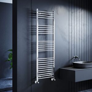 ELEGANT 1800 x 600 mm Chrome Straight Towel Rail Radiator Bathroom Heated Towel Radiator + Anthracite Thermostatic Radiator Valves