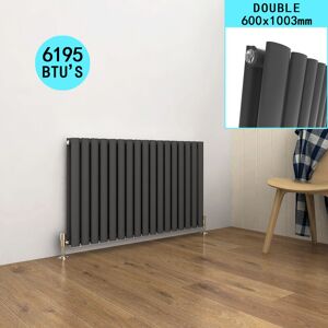Elegant - Anthracite Horizontal Double Column Radiators 600x1003mm Oval Panel Central Heating Design Radiator